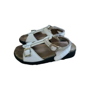 SAS Captiva T Strap Leather Sandal White Womens 7 M Comfort Walking Adj USA